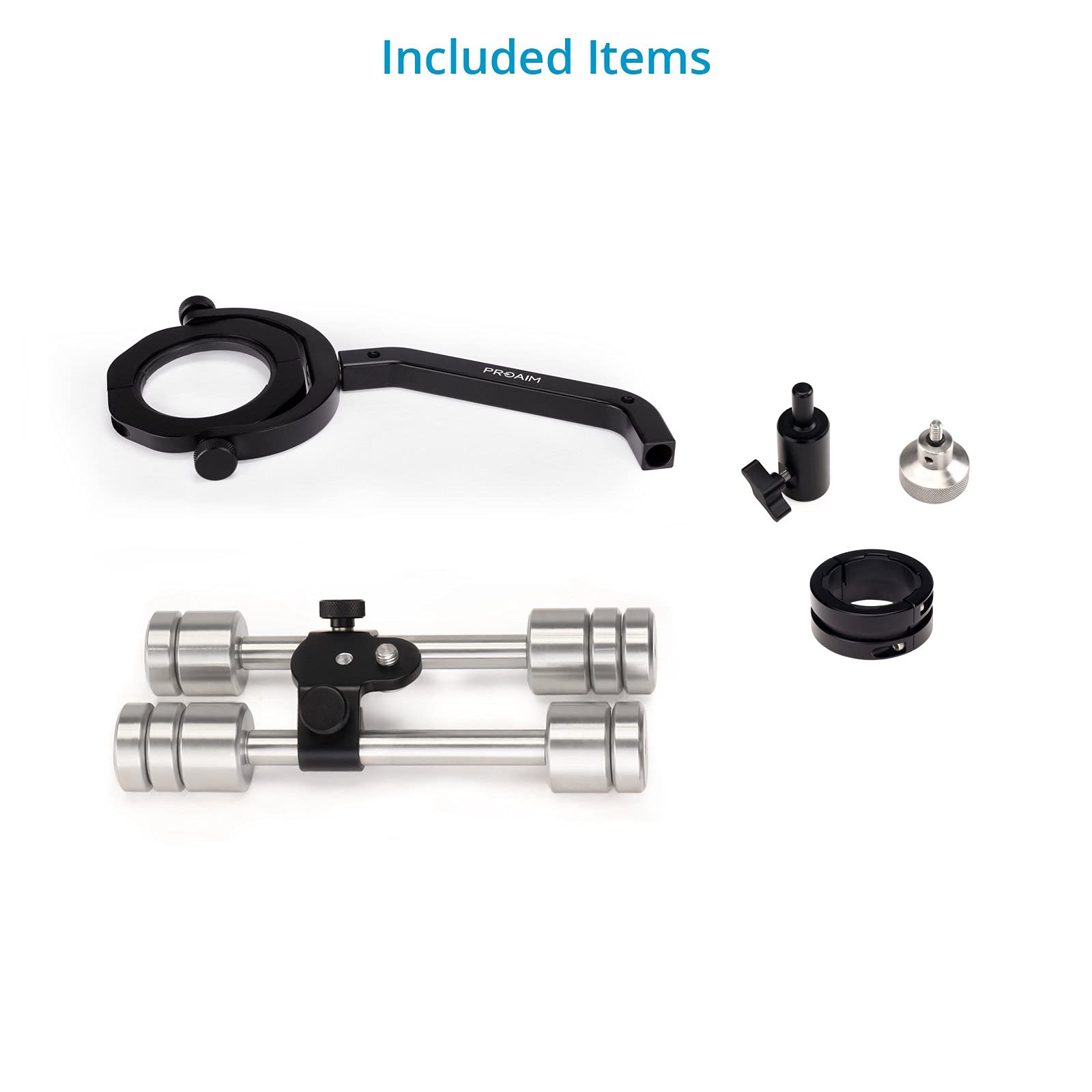 PROAIM Brace Mount Gimbala do DJ-RN-S i CRANE-2 z Ramieniem Kamizelki/Stabilizatora. Do Kamizelki/Ramię z Montażem na Pin 16 mm. 10 Przeciwciężarów z Prętami LWS 15 mm (P-GMBC-01)