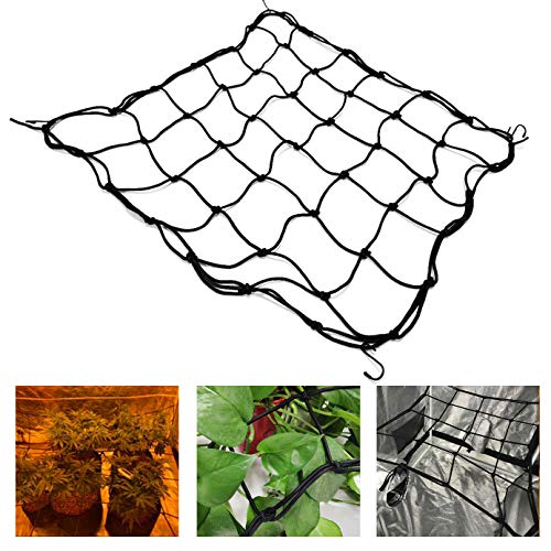 OLANZH Flexible Net Trellis,2Pcs Grow Tent Netting,Net Trellis for Grow Tents with 4 Hooks,2Layer for Grow Tents, Fruits, Flowers (4x4ft)