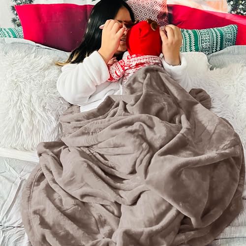Image of Bedsure GentleSoft Fleece Bed Blankets Queen Size Mocha Brown - Soft Lightweight Plush Fuzzy Cozy Luxury Blanket Microfiber, 90x90 inches