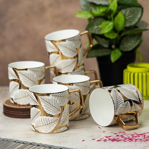 Image of Clay Craft Fine Ceramic Director Coffee Mug Set of 6-215 Ml Each, Mugs for Coffee, Cups Set, Ideal for Gifting, Perfect for Home & Office, Elegant Ceramic Tea Cup Set (E612)
