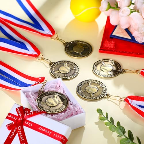 Image of Remuuly 60 Pcs Gold Award Medals 2 Inch Soccer Baseball Volleyball Football Cheer Trophy Medals Metal Awards Bulk with Neck Ribbons Trophy Prize Gifts for Sports Competitions