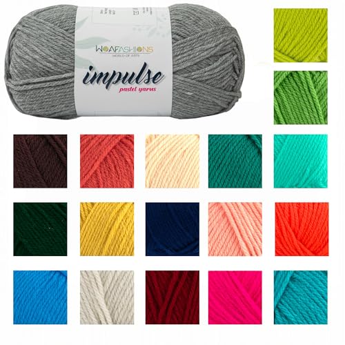 Image of WOAFashions Impulse Hand Knitting & Crochet Yarn, Premium Acrylic, 4 : Medium (Grey) (3x100gms / 3.5oz / 200mtr / 218yds)