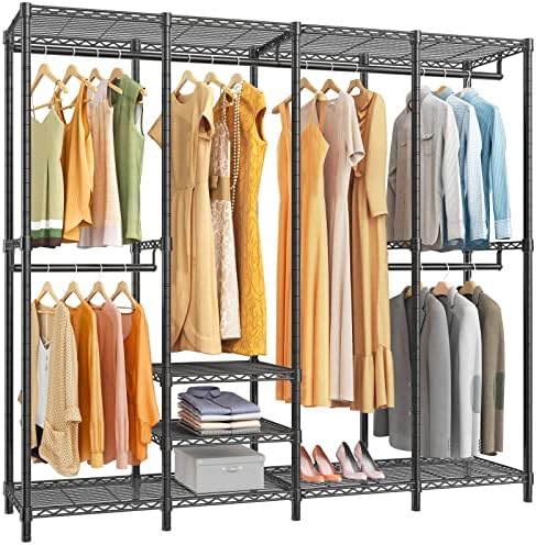 VIPEK V40 Wire Garment Rack Heavy Duty Clothes Rack for Hanging Clothes, Multi-Functional Bedroom Clothing Rack Freestanding Closet Wardrobe Rack, 76 inch L x 15.7 inch W x 75.6 inch H, Max Load 900lbs, Black