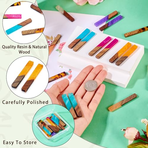 Bestewelry 16Pcs Resin Wood Charms Pendants 8 Colors Resin Wood Earring Charms Geometry Rectangle Resin Wood Statement for Bohemian Boho DIY Crafts Jewelry Making - Image 3