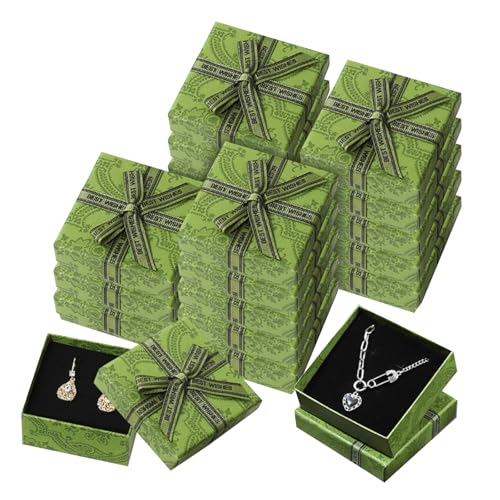 siawadeky ギフトボックス ラッピング 箱 リボンとスポンジ付き 20個セット アンティーク風 正方形 ジュエリーボックス おしゃれ ネックレス ピアス 指輪 プレゼント 贈り物 包装 ホーム アクセサリーショップ用 7*7*2.5cm