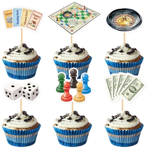 Cyodoos 24Pcs Board game Cupcake Toppers Boy Girl Birthday Party