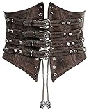 Punk Rave Steampunk Corset Cincher Brown Gothic Waspie Girdle Belt Faux Leather