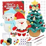 gegemaoyi Crochet Kit for Beginners, 3 pcs (Christmas Tree, Snowman, Santa Claus)&nbsp;with Easy Peasy Yarn, Beginner Crochet Kit w Step-by-Step Video Tutorials(50%+ Yarn Content)
