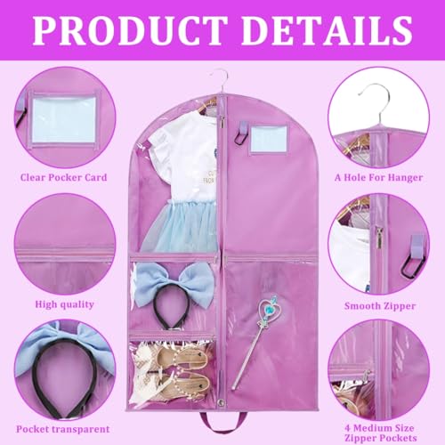 Dancewear Garment Sleeve for Kids Weatherproof Dance Dress Storage Bag with Multiple Pockets Portable Costume Cover2
