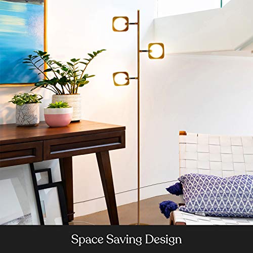 Brightech Tree Floor Lamp For Living Rooms & Offices, Dimmable Standing Lamp For Bedroom Reading, Led Spotlight Floor Lamp, Tall Lamp With Adjustable Panels For Minimal Space Use - Antique Brass #TOP5