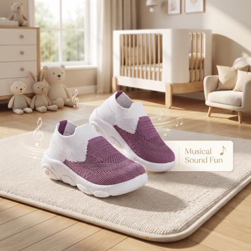 Image of Infant Shoes for Baby Boys & Girls | Musical Sound Walking Shoes | First Walker Shoes for Toddlers | Lightweight Breathable Knit Sneakers | Soft Sole Comfortable Slip On Shoes for Newborns, Babies & Kids