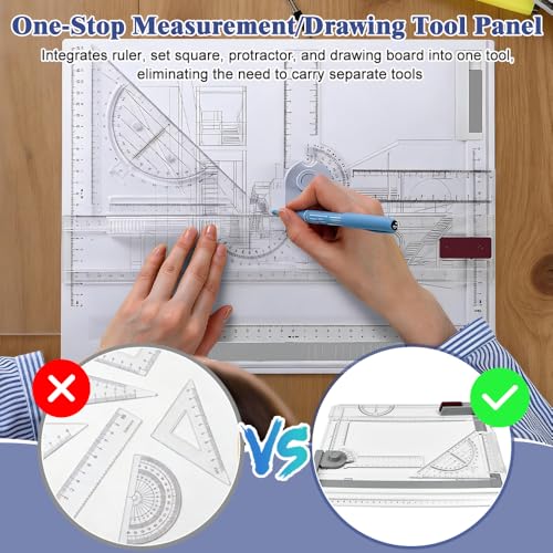 Miniatura 5 de Rkixlix Tablero Dibujo Tecnico A4 Profesional Multifuncional 37x29.5cm Con Regla Transparente Y Movimiento Paralelo, Ángulo Ajustable Para Los Trabajos Del Colegio Ejercicios De Dibujo Técnico Oficina