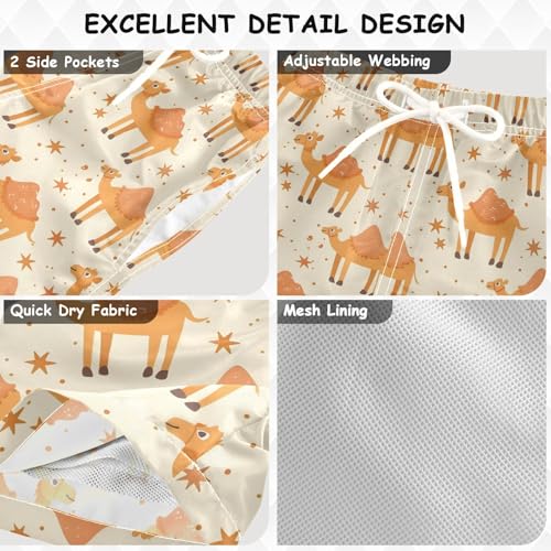 ALAZA Cute Camel Star Orange Boys Quick Dry Beach Board Shorts Kids Swim Trunks Bathing Suit Swimsuit3