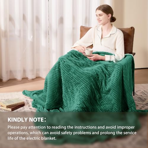 Image of Homemate Electric Heated Blanket King Size - 100 inchx90 inch Heating Blanket King Size Dual Control 1 /2 /4 /6 /8 Hours Auto-Off 10 Heat Level Over-Heat Protection Soft Flannel Sherpa ETL Certification