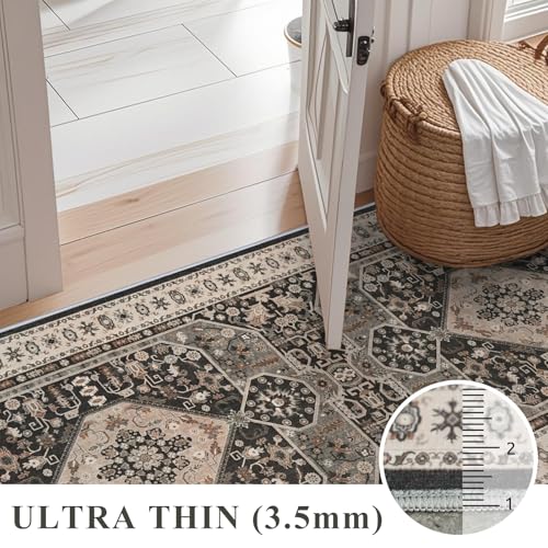 Tapete decorativo 3x4 ft negro lavable y antideslizante miniatura 7