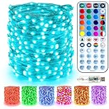 BrizLabs Christmas Fairy String Lights, 33ft 100 LED Color Changing Christmas Fairy Lights with Remote Timer, USB Purple Orange Halloween Light RGB Twinkle Light for Xmas Halloween Home Party Wedding