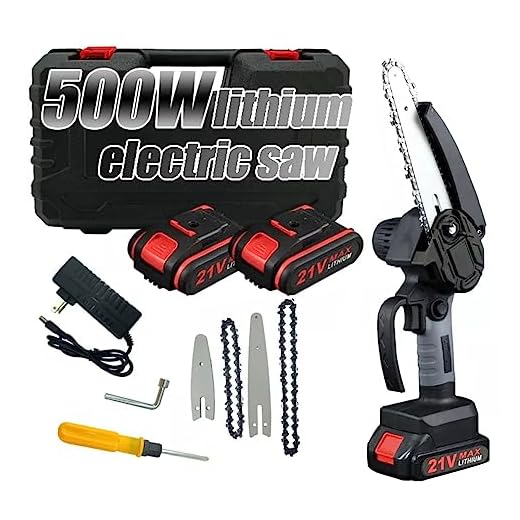 Jethrora Mini motosserra 4 polegadas 6 polegadas motosserra portátil com trava de segurança 2 correntes 21 v bateria recarregável operada motosserra elétrica sem fio para galhos corte de madeira corte