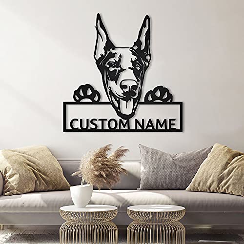 zouwii Benutzerdefinierter Name Personalisierte Dobermann Hund Metallschild Kunst | Benutzerdefinierte Dobermann Hund Metallschild | Dobermann Hundegeschenke lustig | Hundegeschenk | Tiergewohnheit