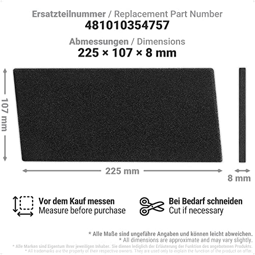 Siegvoll 2x Trockner Filter Ersatz für Bauknecht Whirlpool Privileg HX 481010354757 | Wärmetauscher Filter 225 x 107 x 8 mm | Schaumstofffilter | Schwamm Filter für Wäschetrockner Wärmepumpentrockner