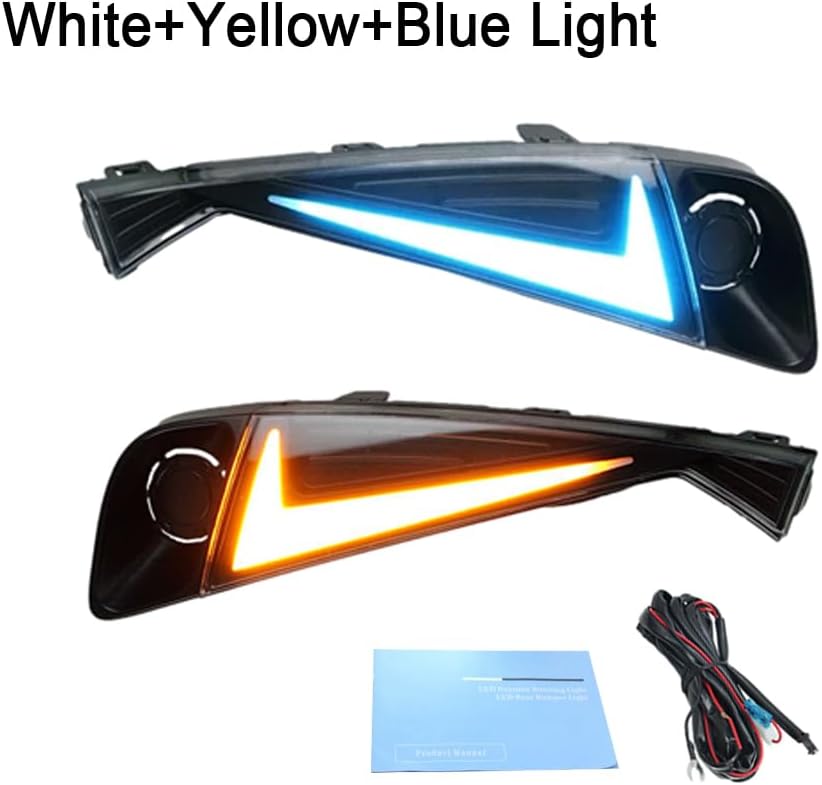 Front Bumper Turn Signal DRL Daytime Running Light Clear Lens White+Amber Light, 2020-2023 Compatible with Toyota C-HR CHR, Dual Color White DRL with Amber Dynamic Sequential Turn Signal