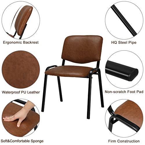 Image of VINGLI Rustic Waiting Room Chairs: 10-pack PU Stackable Church & Office Chairs for Conference Room, Reception, & Lobby