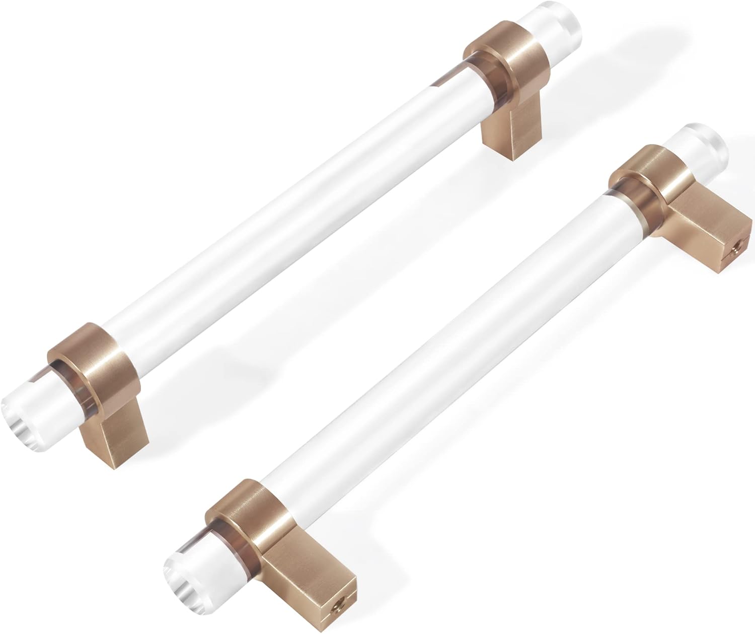 BonKuDoo Glass Crystal Drawer Pulls 5 Inch, Champagne Bronze