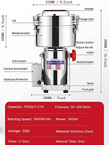Moongiantgo 2500g Mulino per Cereali Elettrica