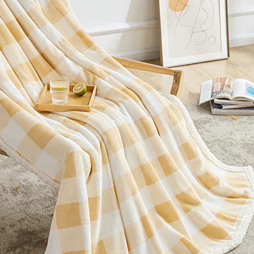Beautex Sherpa Fleece Blanket Twin Size, Super Soft Warm Buffalo Plaid Plush Gig Blankets, Lightweight Cozy Fuzzy Blanket For Couch Sofa Bed (Beige, 60" X 80") #TOP5