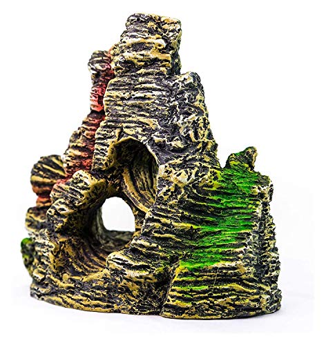 Yokam Plantes Artificielles D'aquarium, Décoration D'ornement D'aquarium, Paysage D'aquarium Vue sur La Montagne Grotte Décoration De Roche Ornement D'aquarium ， Fait De Résine