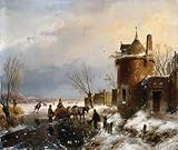 PMEFGJDPE Pinturas Famosas Impresiones de Lienzo Impresion Arte Pared una scena invernale di Schelfhout para la Decoración del Hogar de la Oficina 60x90cm
