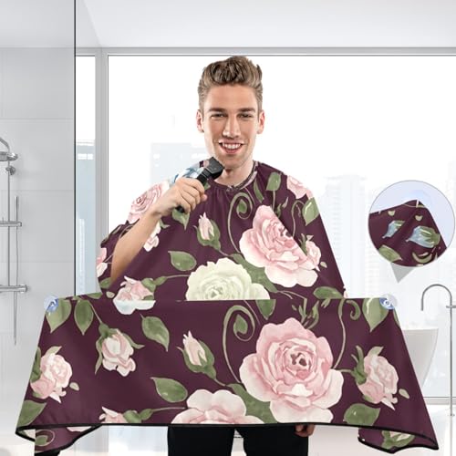 Capa para corte de cabello flores retro impermeable profesional para barbería con cierre ajustable de broche para estilizado y peluquería miniatura 6