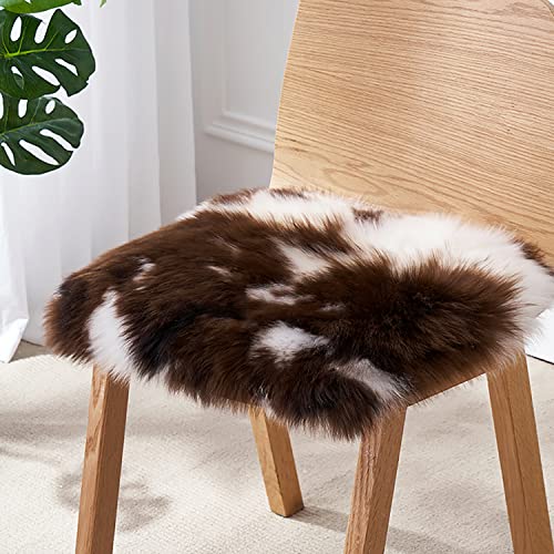 Forala Sheepskin Chair Cushion Non-Slip Genuine Fur Chair Cover Soft Natural Wool Area Rugs Carpet For Office Home Cars Restaurant 18X18 Inch (Cow-C, Square) #TOP7