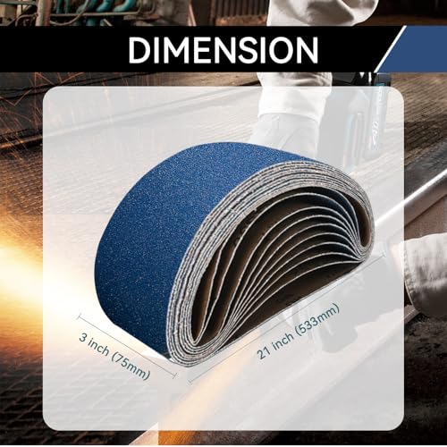 3x21 inch sanding belts 30 pcs 3 grit 10 each of 80 120 150 grits heavy duty belt sander zirconia belt sander paper for wood metal stainless steel automotive and furniture