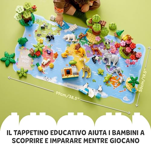 DUPLO Animali del Mondo, Giochi Educativi per Bambini e Bambine con 22 Figure di Animali Giocattolo e Mattoncino con Suoni Realistici, Idee Regalo di Compleanno con Tappetino da Gioco 10975 - Lego - Immagine 7