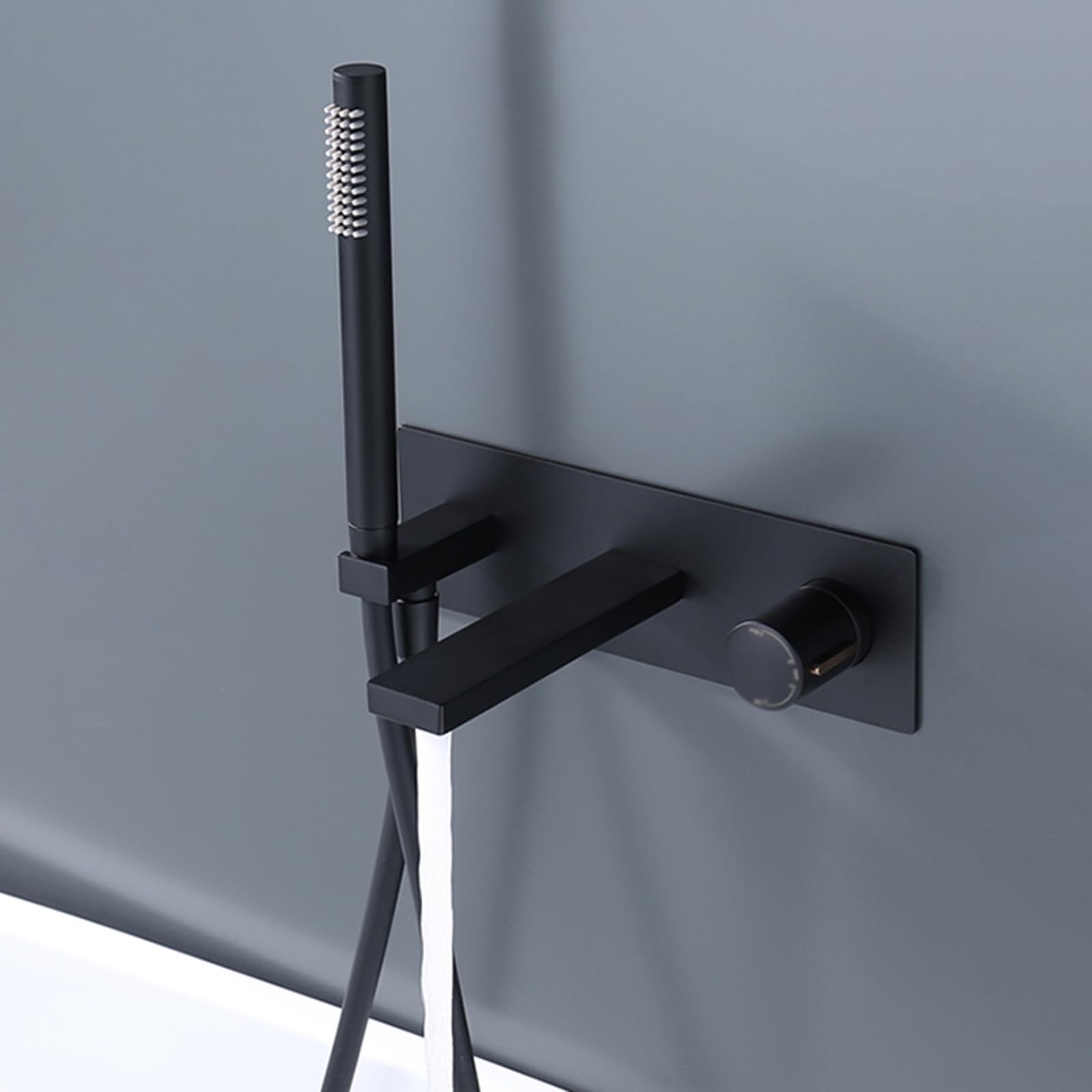 JYBNBBE Concealed Bath Mixer Tap with Shower Hot and Cold Brass Wall Mounted Bath Mixer Taps with Shower Head Black (Black A)