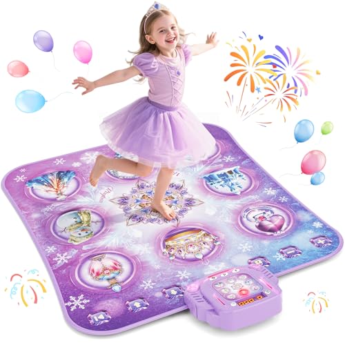 Tappetino da ballo bambini giocattolo regalo bambine,Dance Mat a 8 pulsanti con Bluetooth,4 modalità di gioco,musica integrata,regalo di compleanno e Natale per la principessa viola,età 3 4 5 6-8 anni