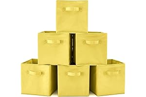 EZOWare Foldable Fabric Basket Yellow Storage Cube
