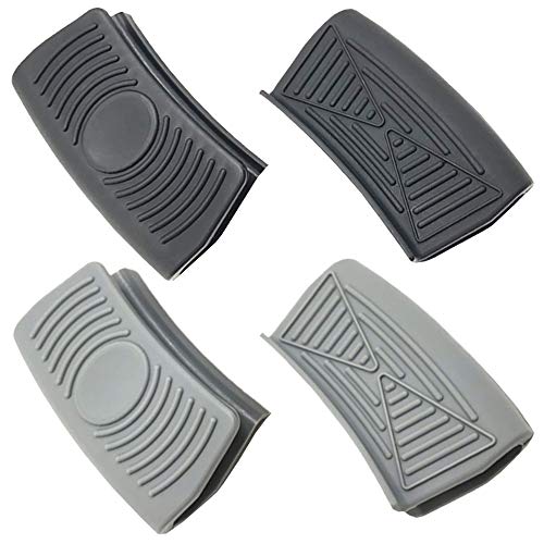 Ceqiny 2 Pairs Silicone Handles Pot Handle Holder Pot Grip Cover Cooking Pinch Grips Wok Handle Cover Cookware Silicone Hot Handle Holder for Cast Iron Pot Pans Frying Pans Griddles, Black Grey Main Image