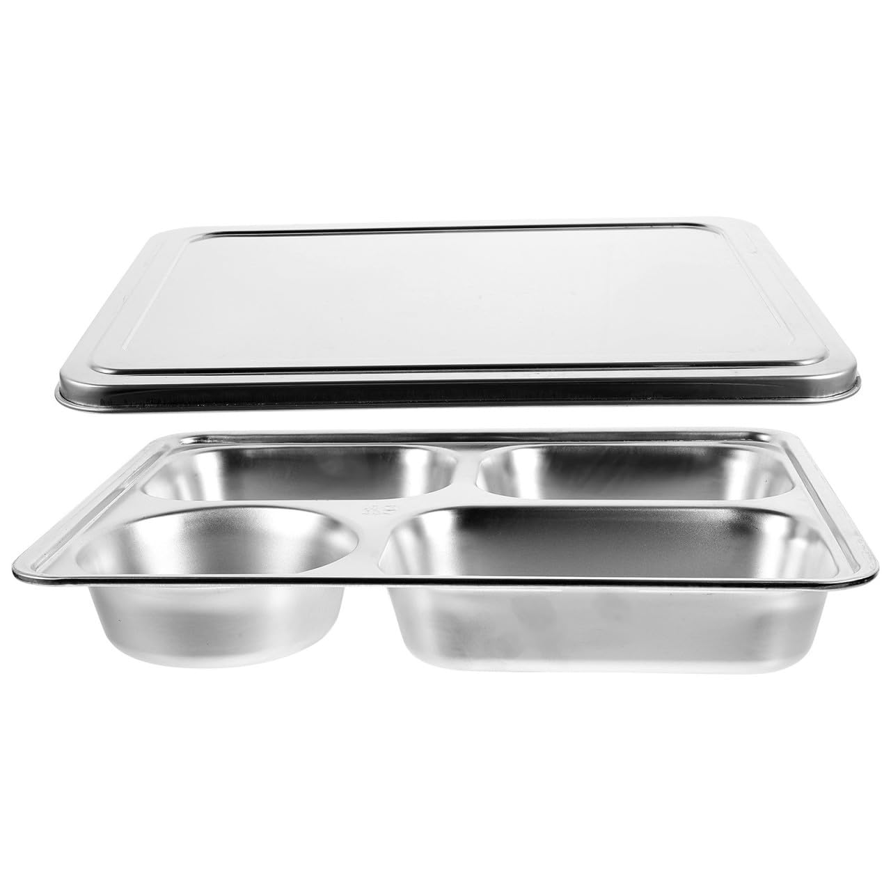 Assiette divisée en acier inoxydable 304 plateau cantine argenté
