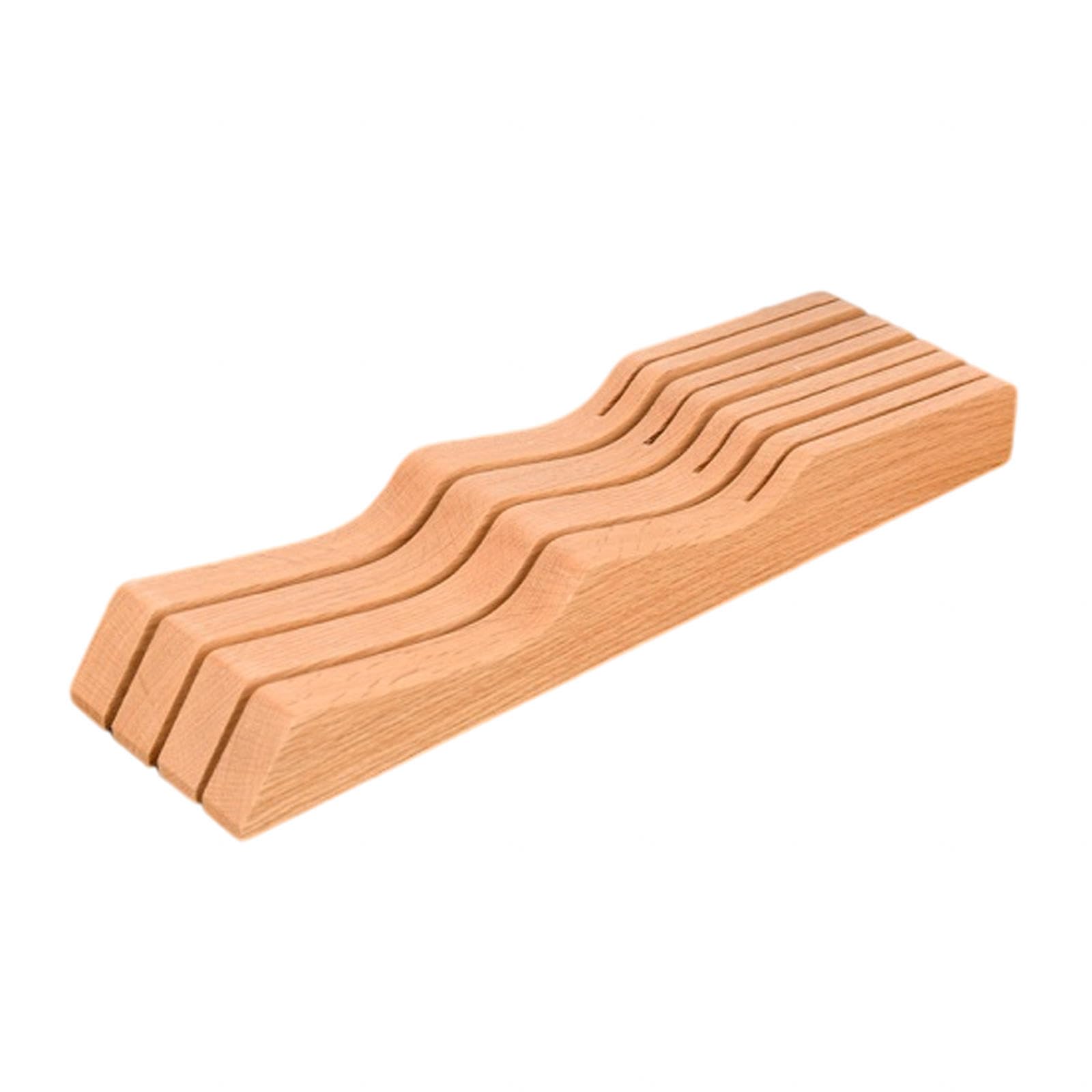 Videcor Oak In-Drawer Knife Block - Kitchen Work Surface Or Drawer Knife Holder - Cutlery Drawer Insert Organiser Storage,