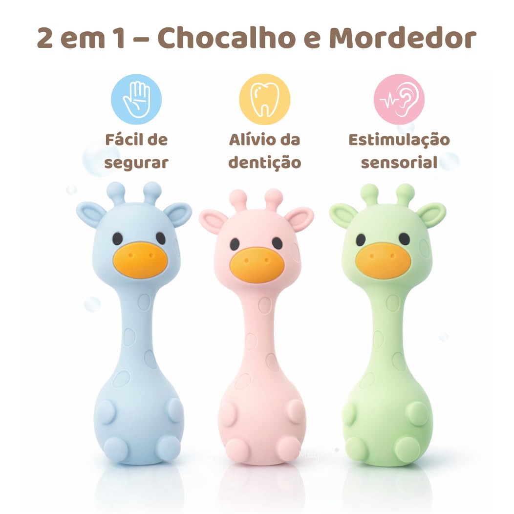 MuyPetit Jirafa Sonajero Stick, Juguete bebe 4 meses, Libre de BPA y tóxicos, Juguetes Montessori para bebes 6-12 meses, Fácil de agarrar, Juegos bebe 0-6 meses, Teether (Jirafa Rosa) — view 2