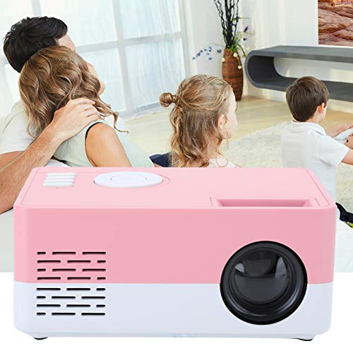 LED-Projector, Draagbare Projector met Standaard, HiFi-Stereo Handmatig Scherpstellen Mini-Projector Beamer Thuisbioscoop Beamer met Statief voor Buitenfilms Game-Entertainment(Wit Roze EU) - Image 5