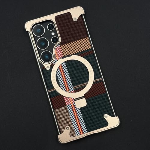 Image of Bumper Case with Kickstand for Samsung Galaxy S-Series Ultra Case Compatible with Wireless Charging | Luxury Aluminum Armor (Kevlar - Multi, Samsung Galaxy S24 Ultra)
