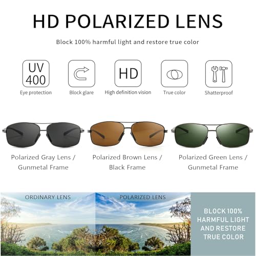 Image of SUNGAIT UV protection Ultra Lightweight Rectangular Polarized Sunglasses
