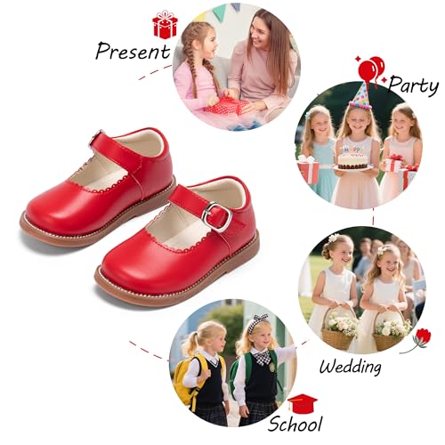 Image of PHIRAMIN Toddler Girl Mary Jane Student Oxford Shoes-Little Girl School Uniform Shoes for Wedding Party