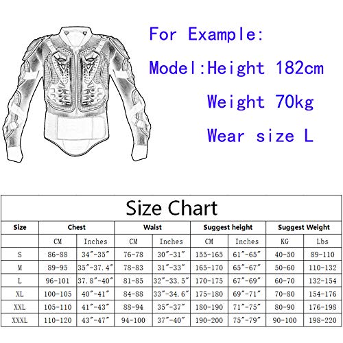 Reomoto Motorcycle Full Body Armor Jacket Spine Chest Protection Gear Motocross ATV MTB Protector Jacket for Men Women (Black, S)