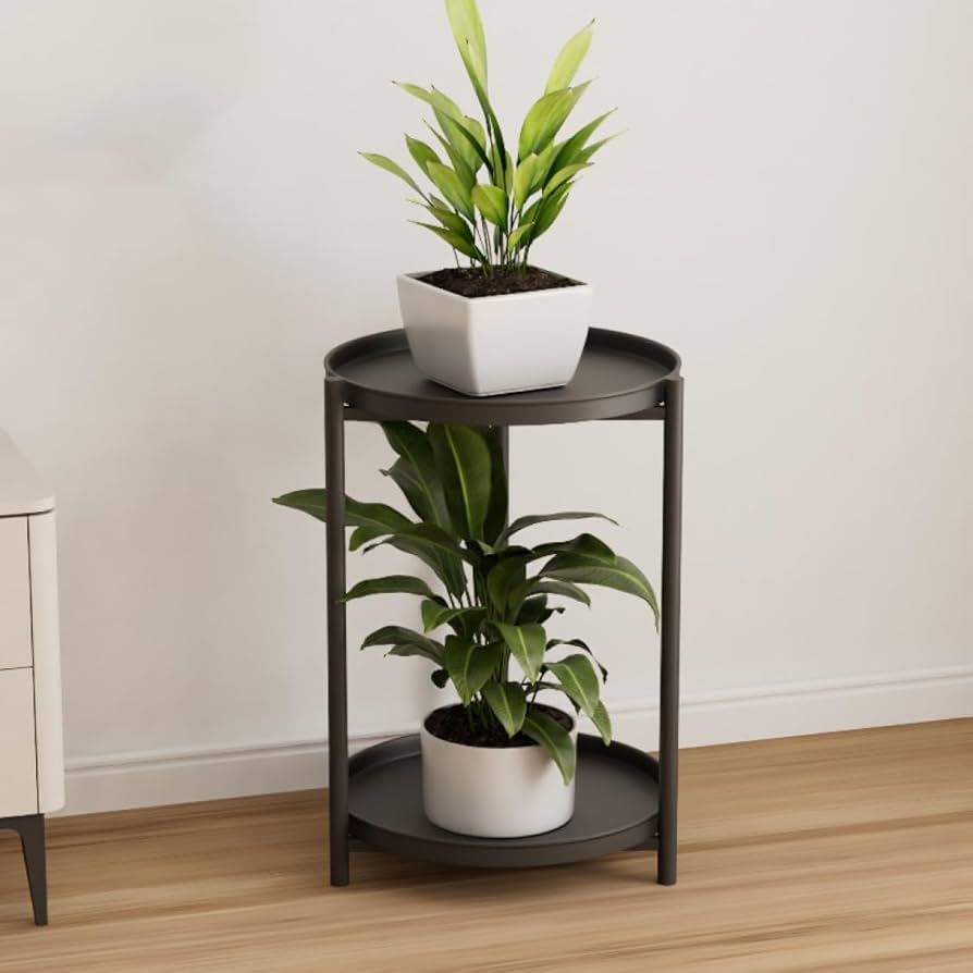 Amazon.co.jp: MJKQ9 プランタースタンド 室内 黒 花台 2段 フラワー