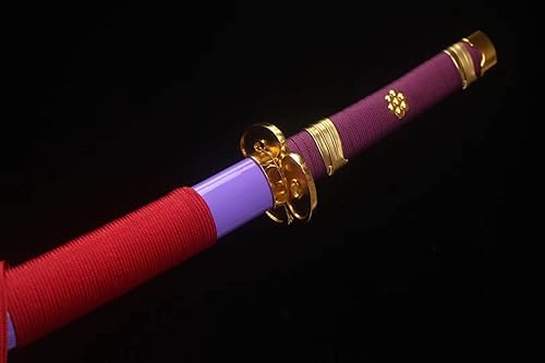 Miniatura 8 de Espadas afiladas de una pieza Roronoa Zoro Enma Cosplay Katana 1045 Acero al carbono Negro Hoja Roja Espada Completa Espada de Anime Japonés Hecho a