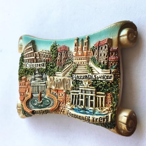 Imán decorativo 3D de Roma con cuatro atracciones miniatura 3