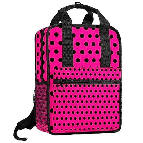 Sac à dos garçons noir et rouge à pois 35,5 cm avec bretelles réglables